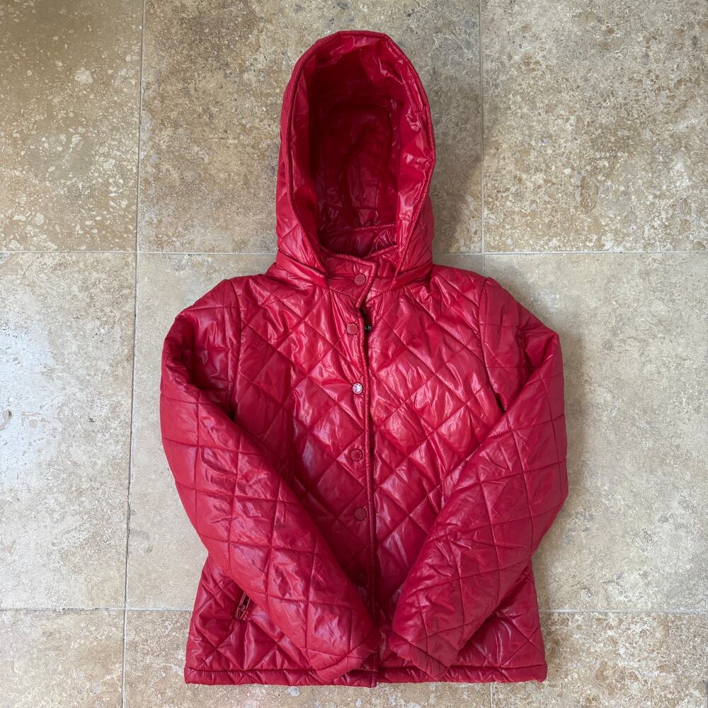 United Colors of Benetton Kids Red Quilted Hood Jacket-Preppy, Y2K, ClassicCore